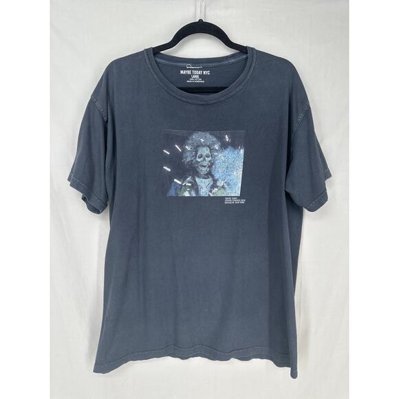 Maybe Today NYC Shirt Mens Large Black Skull Art Graphic Tee Streetwear Cotton - Picture 1 of 6